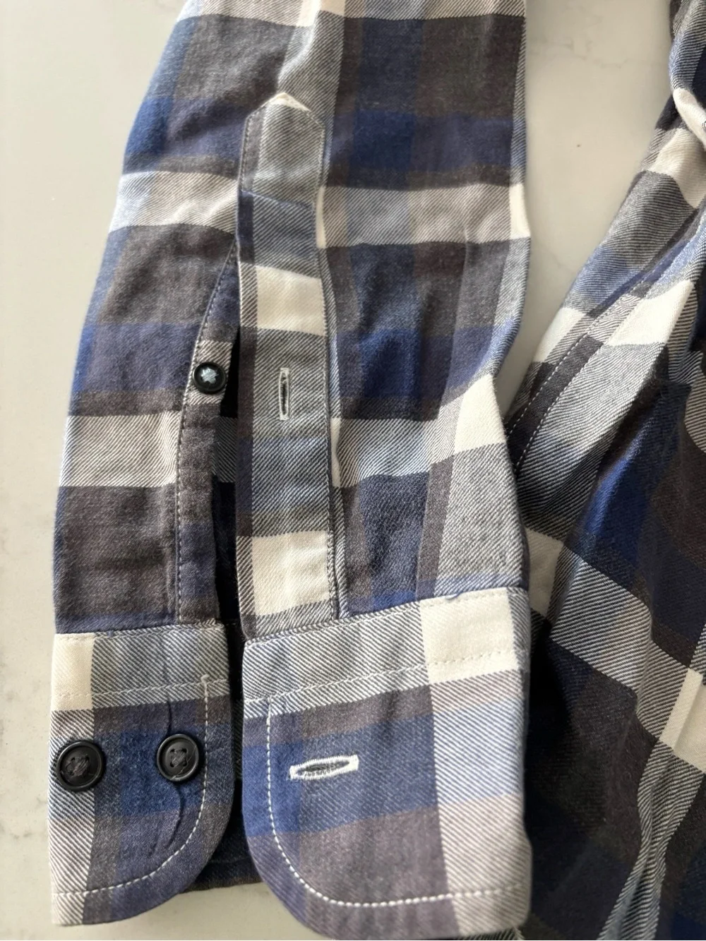 Banana Republic Navy, Blue & White Plaid Button-Down Shirt